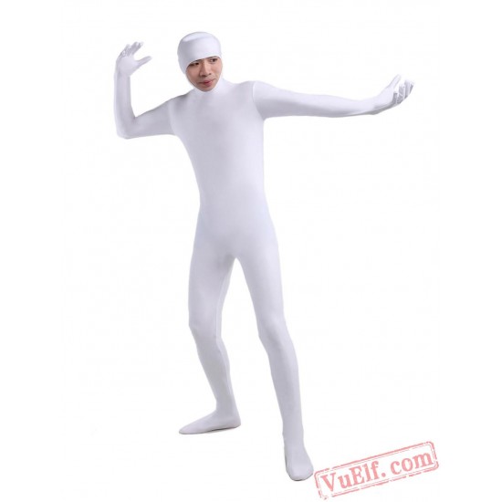 White Open Face Lycra Spandex BodySuit | Zentai Suit