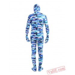 Blue Camouflage Lycra Spandex BodySuit | Zentai Suit