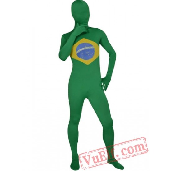 Brazil Flag Zentai Suit - Spandex BodySuit | Full Body Costumes