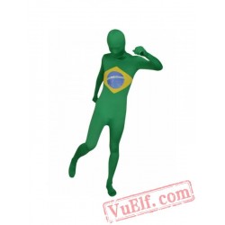 Brazil Flag Lycra Spandex BodySuit | Zentai Suit