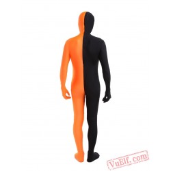 Black Orange Lycra Spandex BodySuit | Zentai Suit