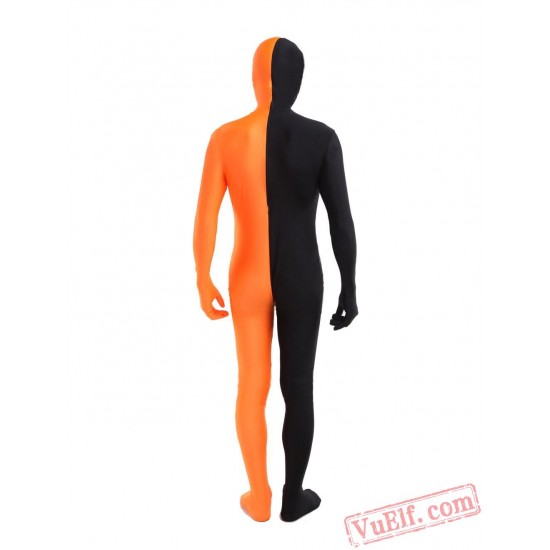 Black Orange Lycra Spandex BodySuit | Zentai Suit