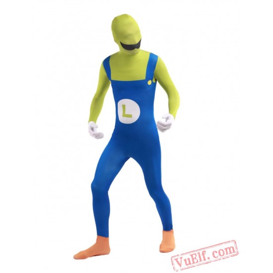 Funny Luigi Costumes - Lycra Spandex BodySuit | Zentai Suit