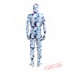 Blue White Camouflage Lycra Spandex BodySuit | Zentai Suit