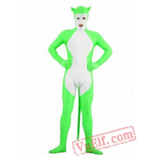 Green hite Animal Lycra Spandex BodySuit | Zentai Suit