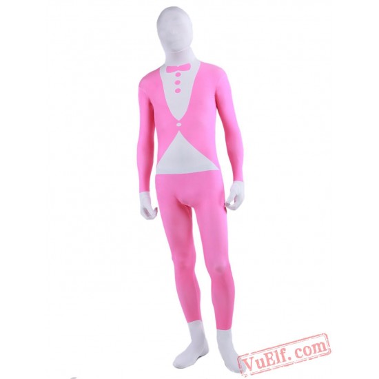 Pink Tuxedo Costumes - Lycra Spandex BodySuit | Zentai Suit