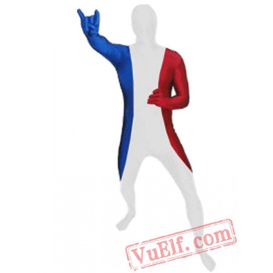 France Flag Zentai Suit - Spandex BodySuit | Full Body Costumes