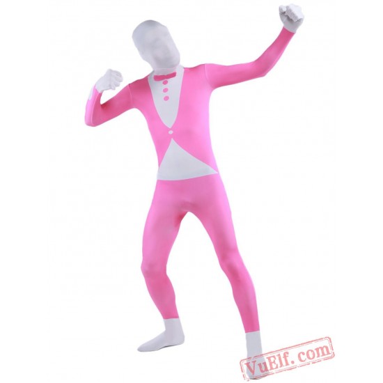 Pink Tuxedo Costumes - Lycra Spandex BodySuit | Zentai Suit