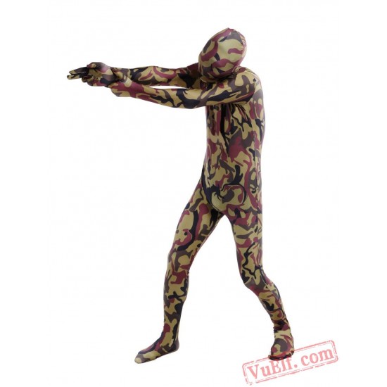 Hunter Green Camouflage Lycra Spandex BodySuit | Zentai Suit