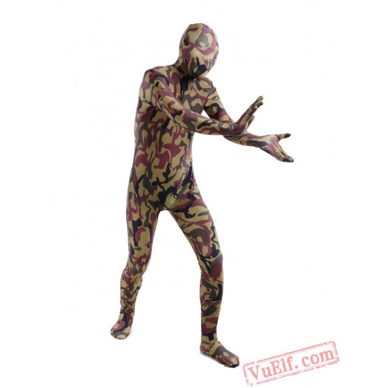 Hunter Green Camouflage Lycra Spandex BodySuit | Zentai Suit