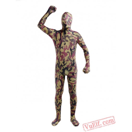 Hunter Green Camouflage Lycra Spandex BodySuit | Zentai Suit