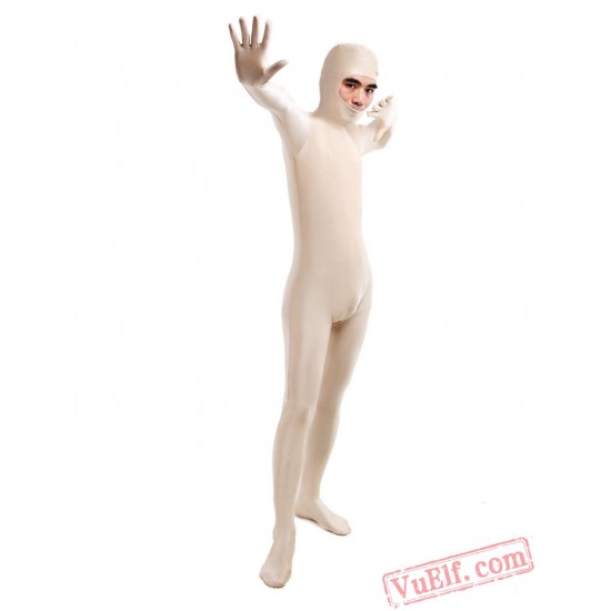 Beige Open Face Lycra Spandex BodySuit | Zentai Suit