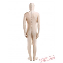 Beige Open Face Lycra Spandex BodySuit | Zentai Suit