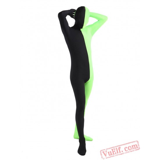 Black Green Lycra Spandex BodySuit | Zentai Suit