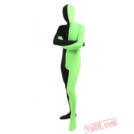 Black Green Lycra Spandex BodySuit | Zentai Suit