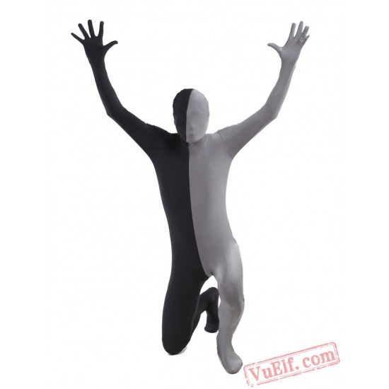 Black Grey Lycra Spandex BodySuit | Zentai Suit