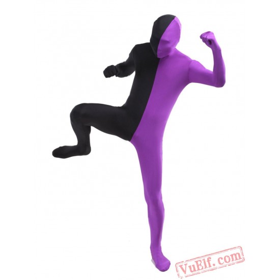 Black Purple Lycra Spandex BodySuit | Zentai Suit