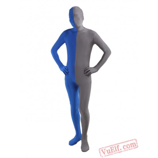 Blue Grey Lycra Spandex BodySuit | Zentai Suit