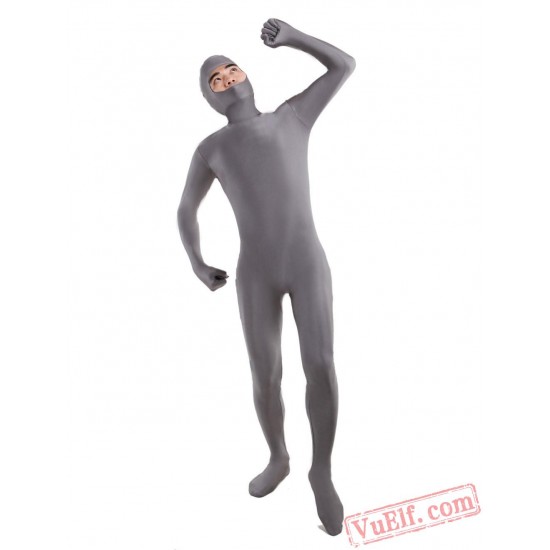 Dark Gray Open Face Lycra Spandex BodySuit | Zentai Suit