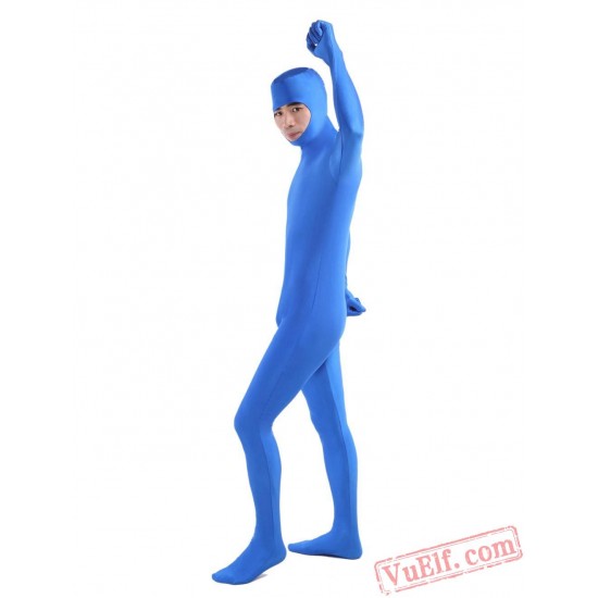 Blue Open Face Lycra Spandex BodySuit | Zentai Suit