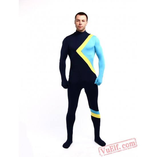 Black Blue Lycra Spandex BodySuit | Zentai Suit