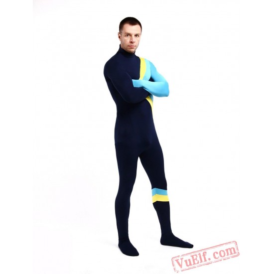 Black Blue Lycra Spandex BodySuit | Zentai Suit