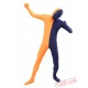 Dark Navy Orange Lycra Spandex BodySuit | Zentai Suit