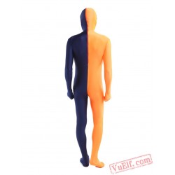 Dark Navy Orange Lycra Spandex BodySuit | Zentai Suit