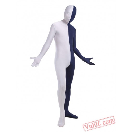 Dark Navy White Lycra Spandex BodySuit | Zentai Suit